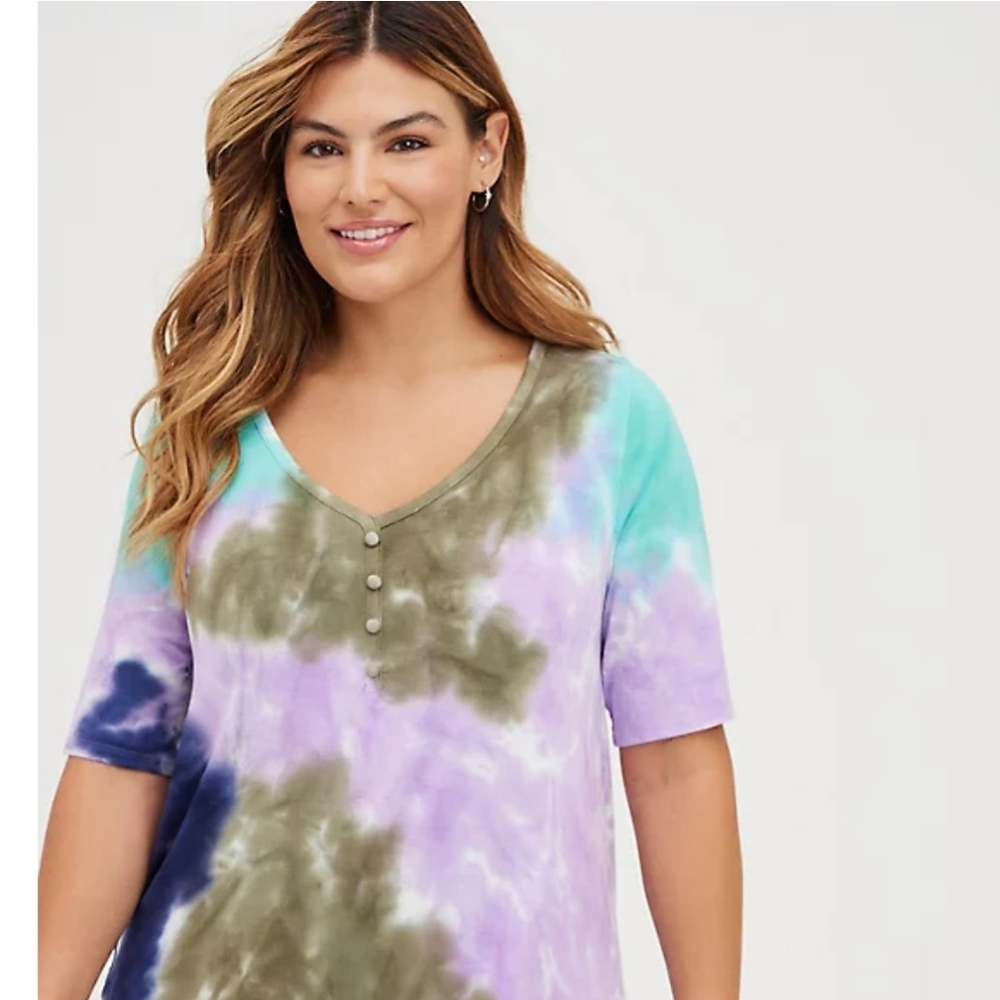 Super Soft Tunic Henley Tie Dye Shirt